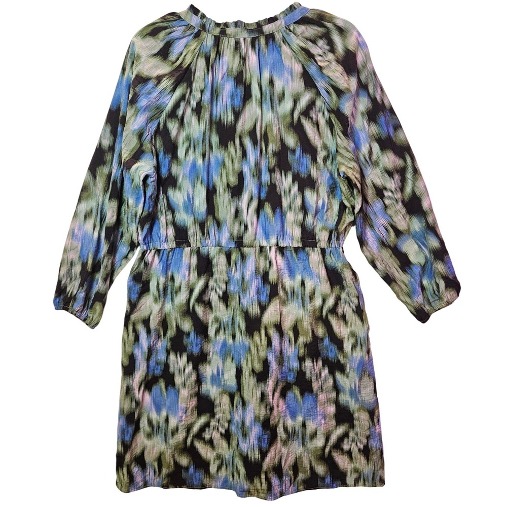 Artsy Dress Womens M Blue Green Black Abstract 3/4 Sleeve Career Casual‎